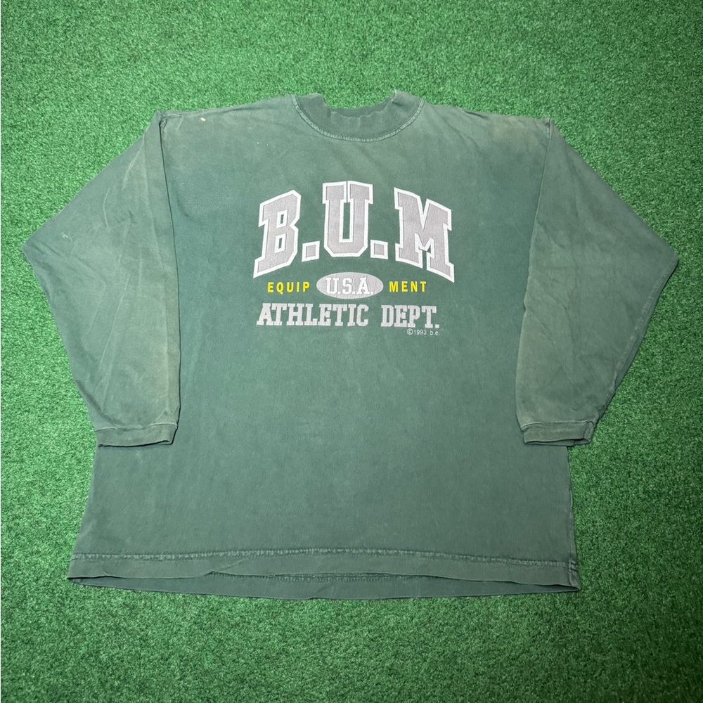 Bum Equipment Gym Vintage 90s Lifting 22x24 Green Long Sleeve S/M T Shirt